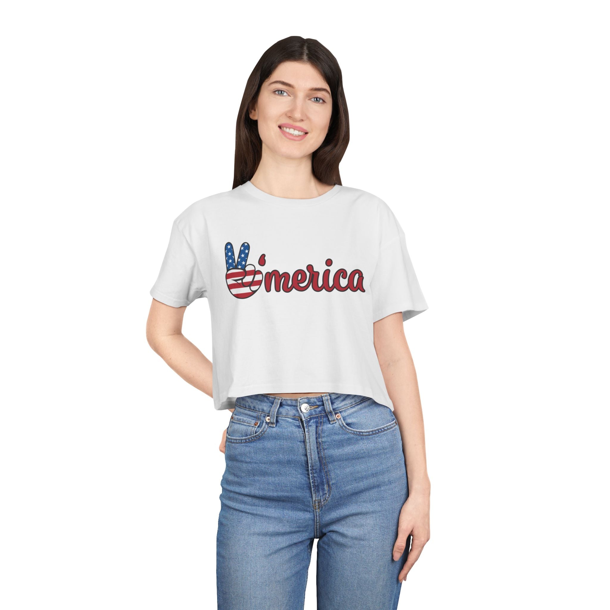 'Merica Peace Sign Crop Tee