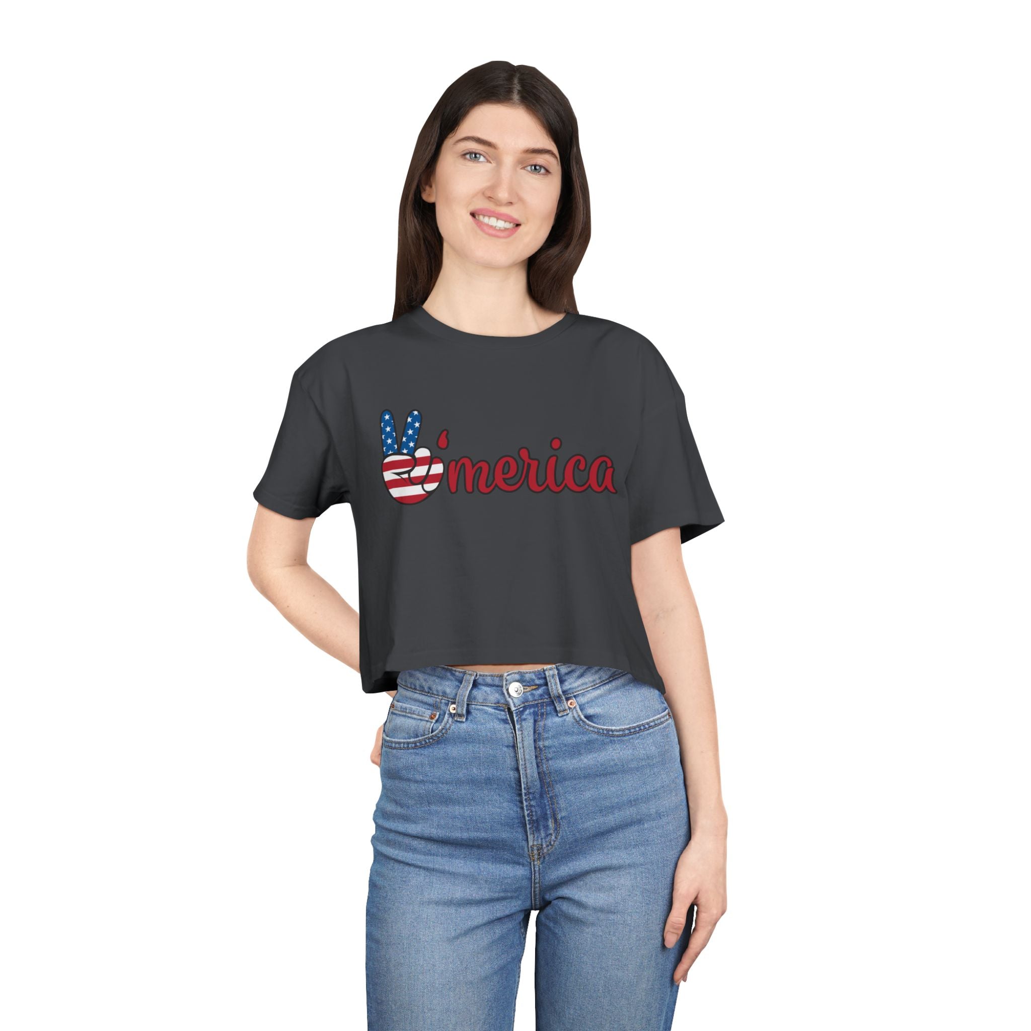 'Merica Peace Sign Crop Tee