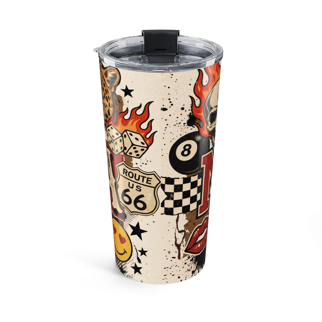 20oz Tumbler — Retro Rockabilly Route 66 Collage