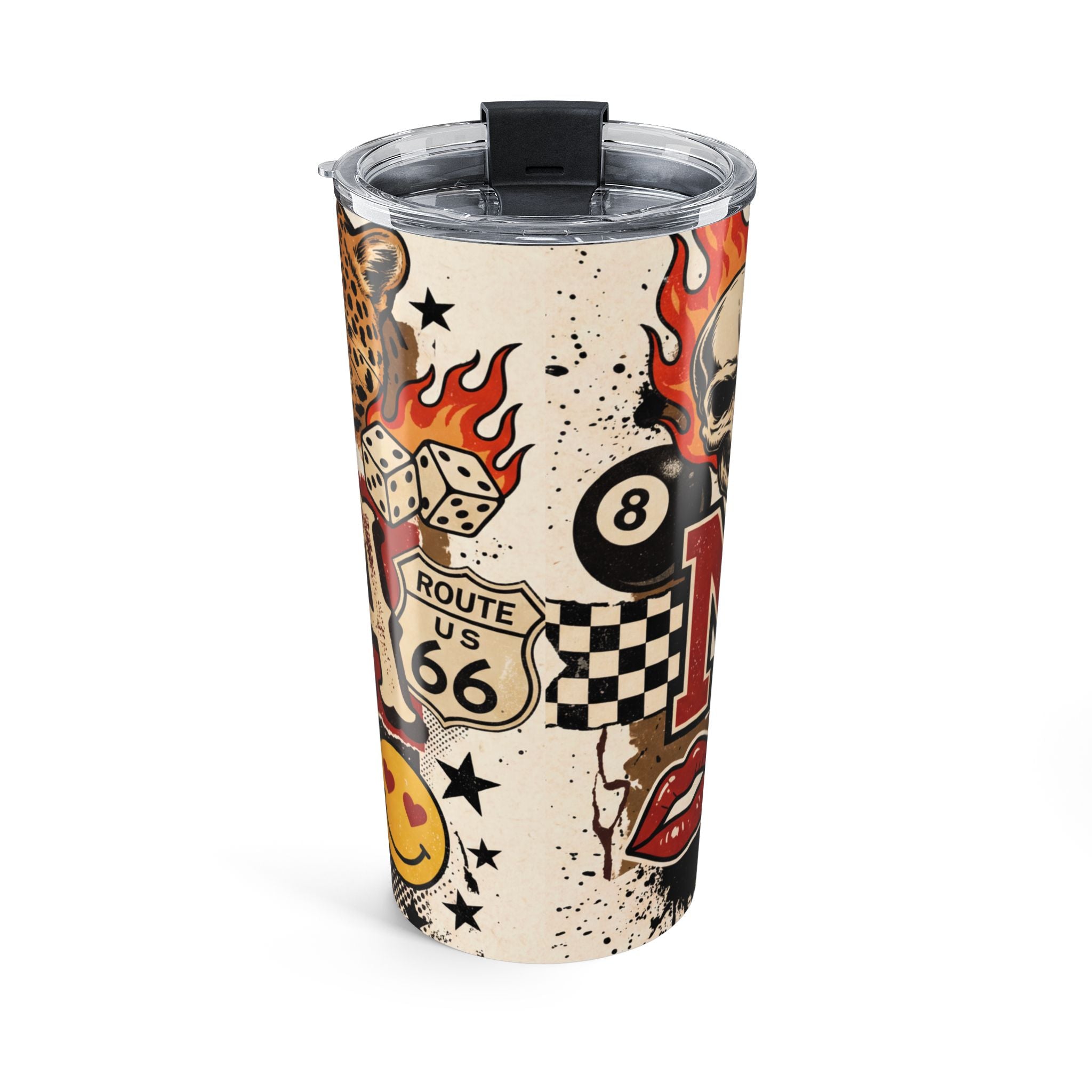 20oz Tumbler — Retro Rockabilly Route 66 Collage